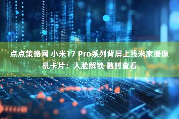 点点策略网 小米17 Pro系列背屏上线米家摄像机卡片：人脸解锁 随时查看